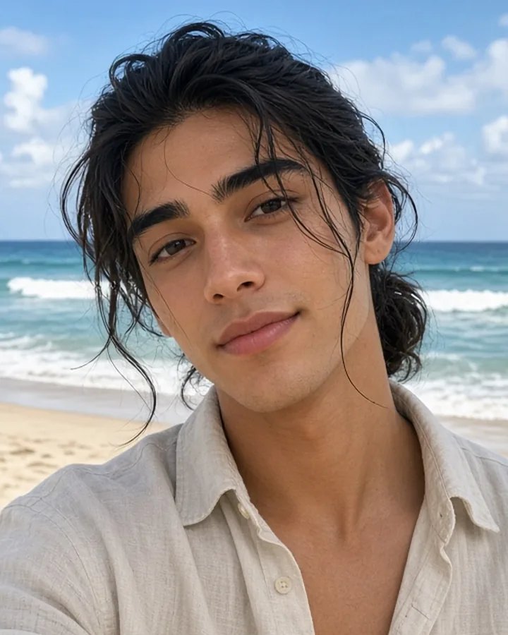 Original photo of a man on a beach